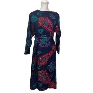 Vintage Adini Small Shift Dress Abstract Art to Wear.